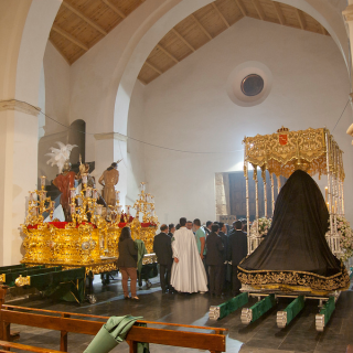 Vista desde el interior de la recuperada "iglesia mudéjar", con los tronos del Jueves Santo recogidos. Foto: MARIO GARCÍA VARGAS
